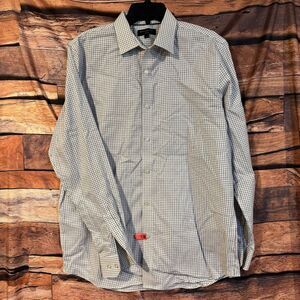 Banana Republic Casual Button-Down Shirt Men's Large Tall White Blue Cotton Fit